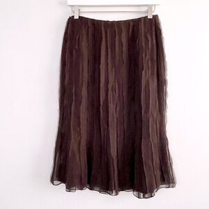 [J. Mendel] Silk Chiffon Raw Edge Pleat Fitted Flounce Skirt